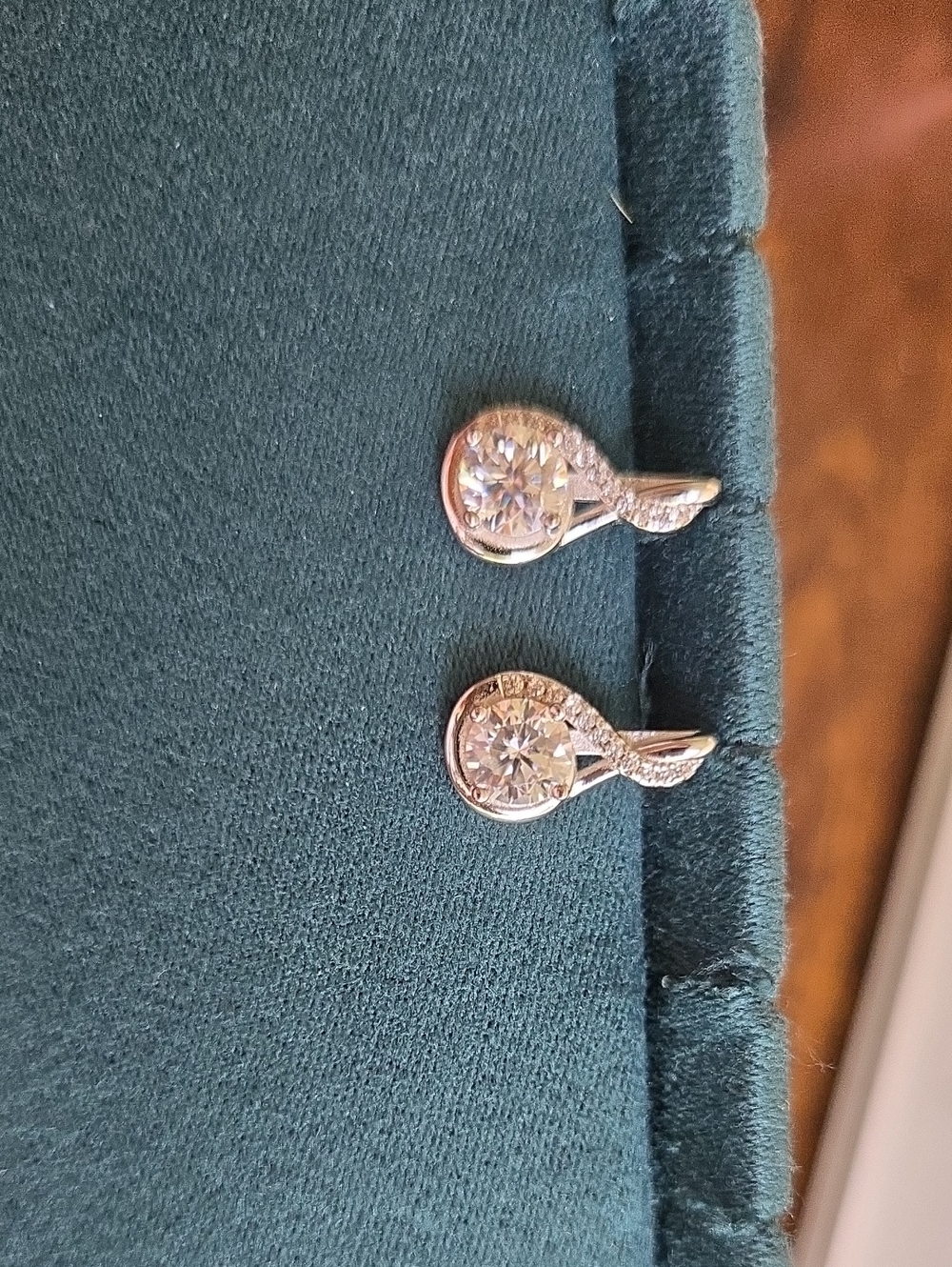 Sterling Silver Clear Moissanite Musical Note Drop Earrings- S925